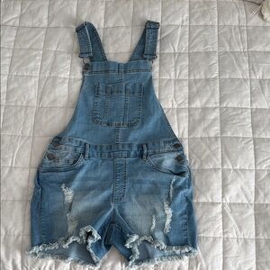 Denim Distressed Overalls
